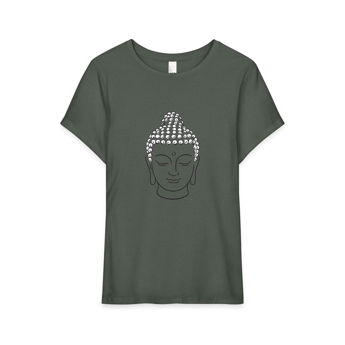 T-Shirt, Short Sleeve Wide Neck Relaxed Fit - Buddha Head