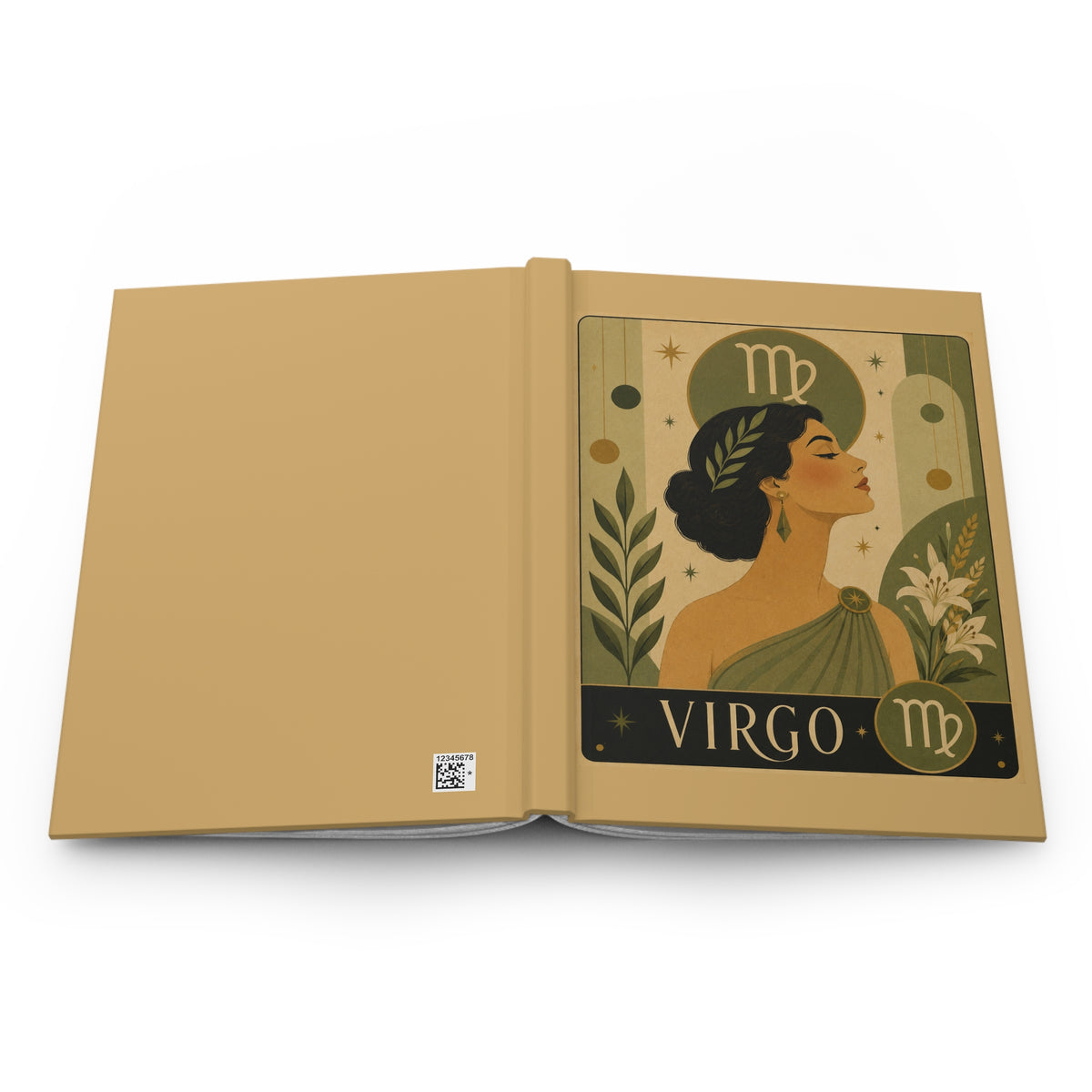 Journal Notebook, Hardcover Lined - Retro Virgo Zodiac
