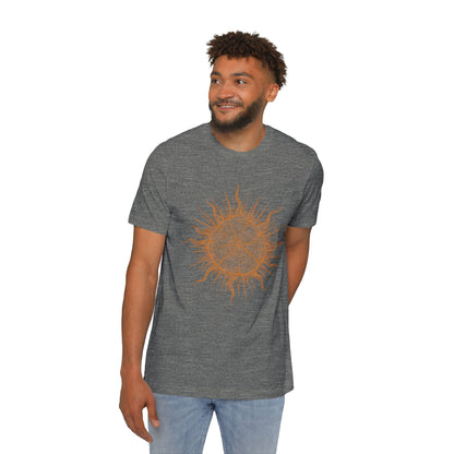 T-Shirt Short Sleeve Boxy Crew Neck - Boho Sunburst Tree Rings Line Art