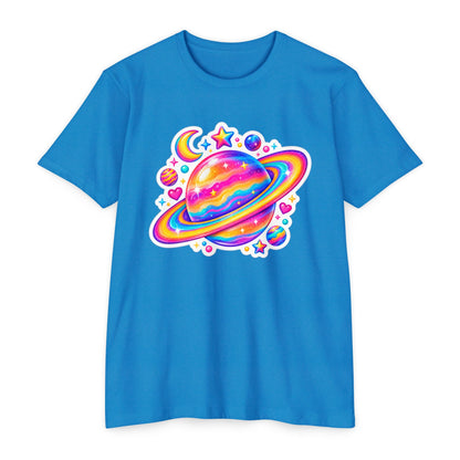 T‑Shirt, Short Sleeve Boxy Crew Neck - Rainbow Planet Cosmic Space