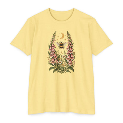 T-Shirt, Short Sleeve Boxy Crew Neck - Bee & Foxglove Vintage Floral Moon