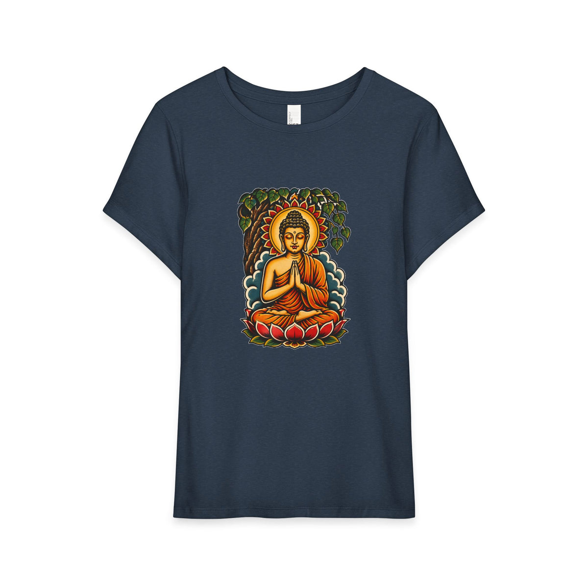 T-Shirt, Short Sleeve Boxy Crew Neck - Buddha & Lotus