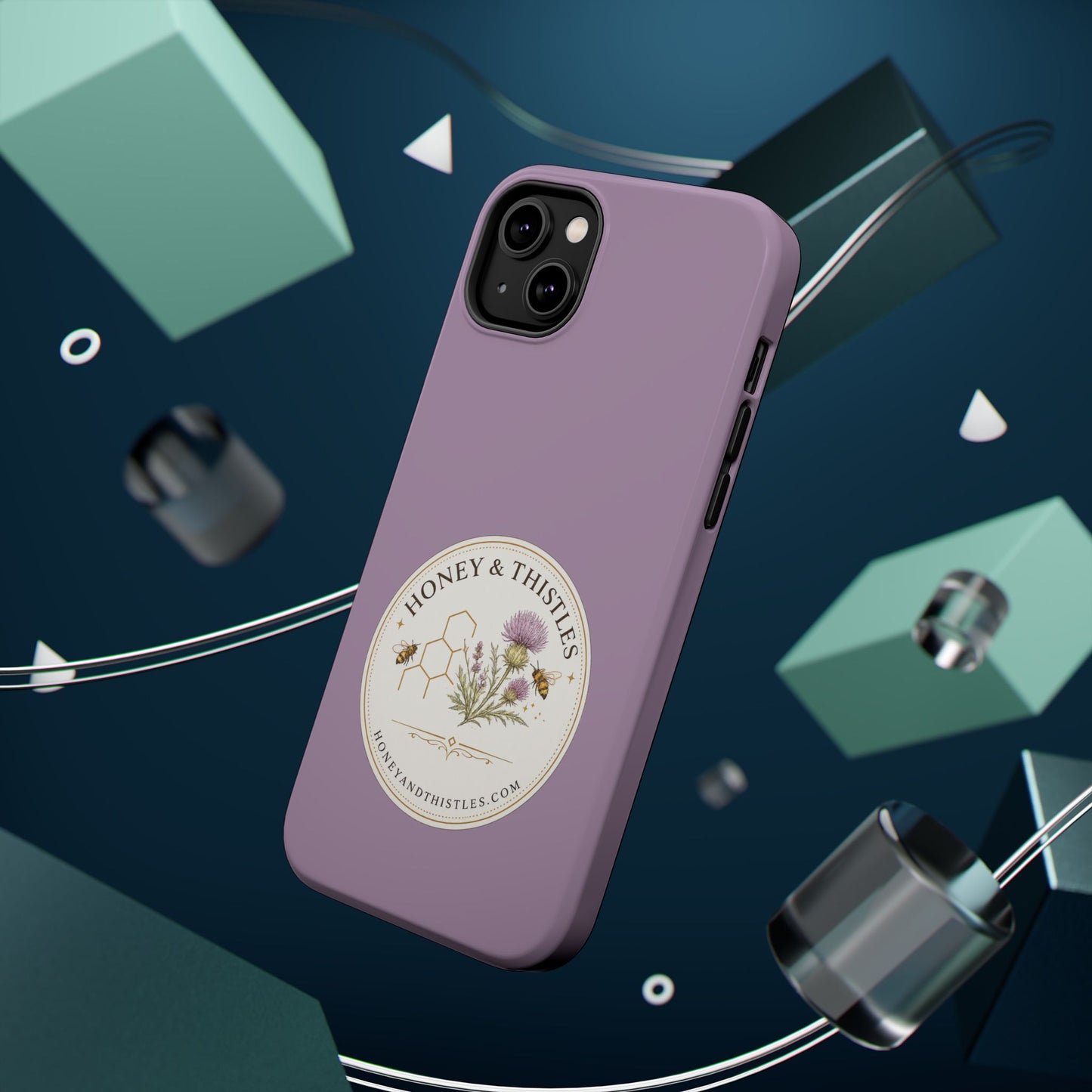 Floral Honey & Thistles Magnetic Phone Case — Impact-Resistant MagSafe-Compatible