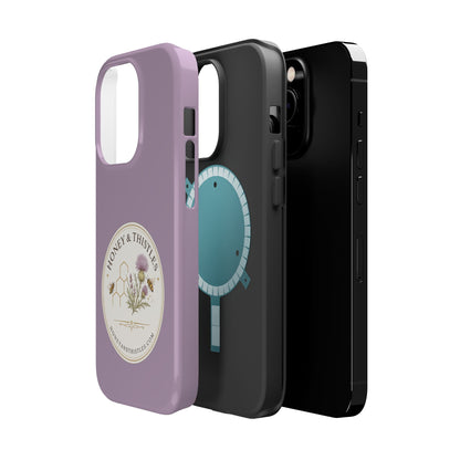 Floral Honey & Thistles Magnetic Phone Case — Impact-Resistant MagSafe-Compatible