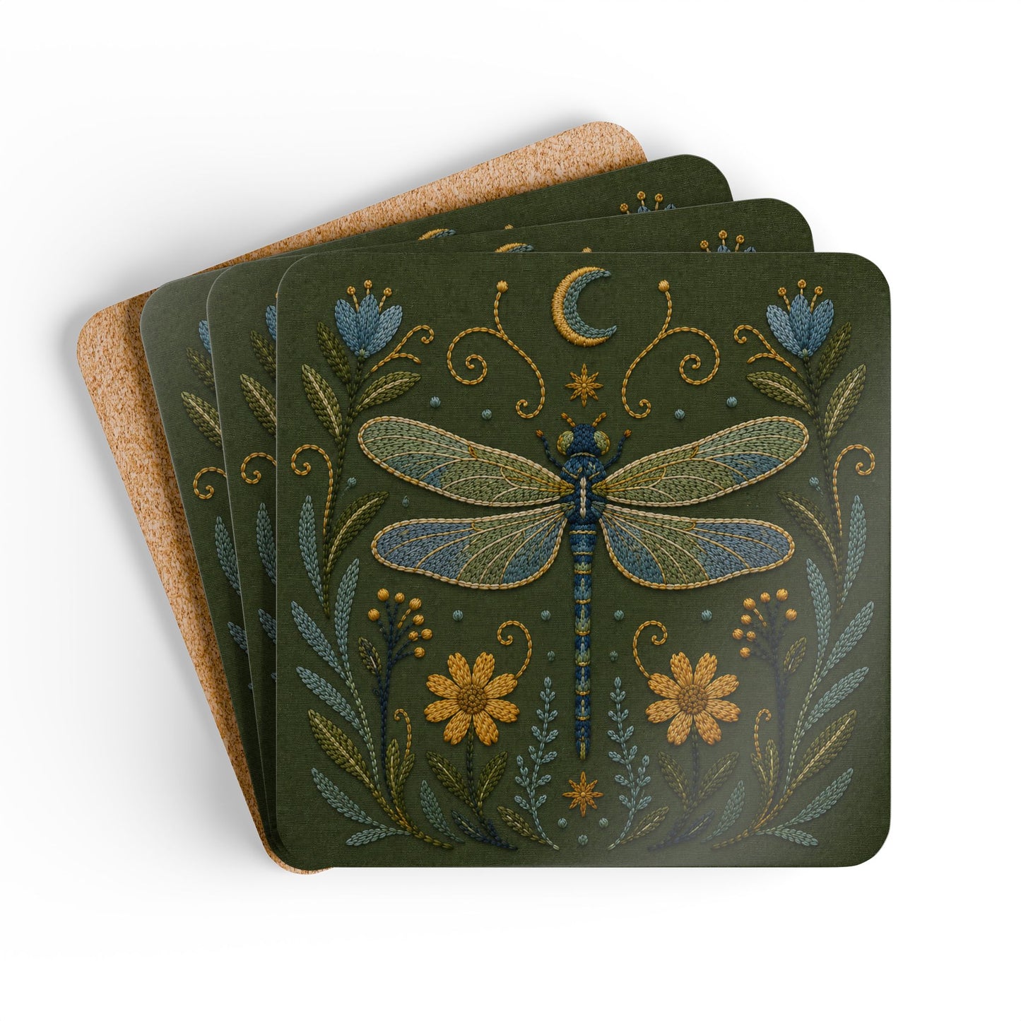 Dragonfly Cork Coaster (Set of 4)