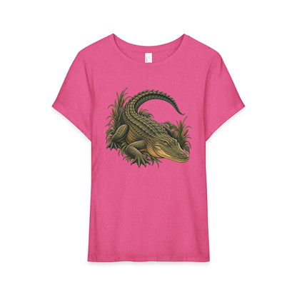 T-Shirt, Short Sleeve Boxy Crew Neck - Alligator Vintage Reptile