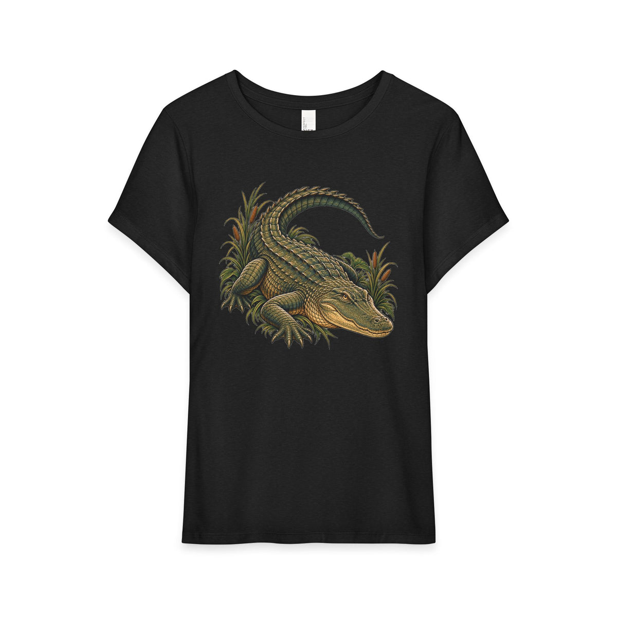 T-Shirt, Short Sleeve Boxy Crew Neck - Alligator Vintage Reptile