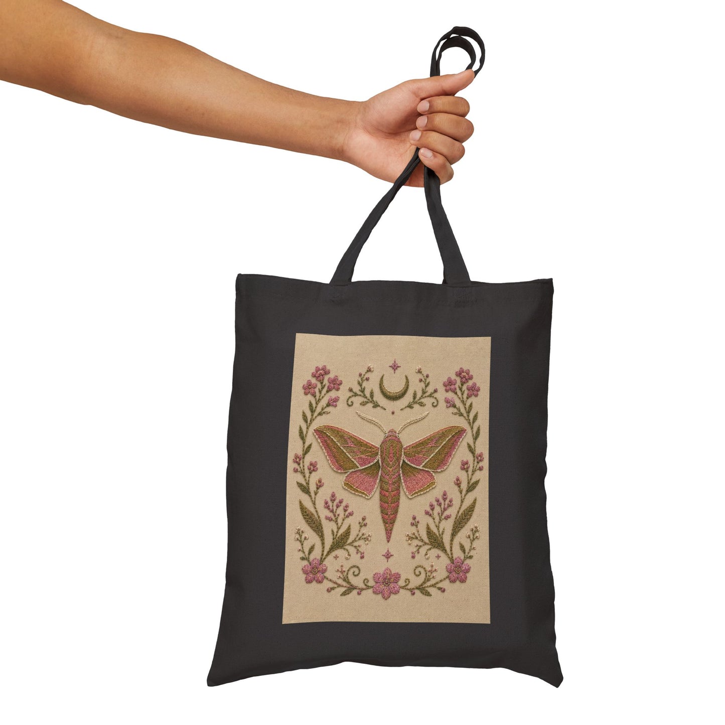 Elephant Hawk Moth Floral Canvas Tote