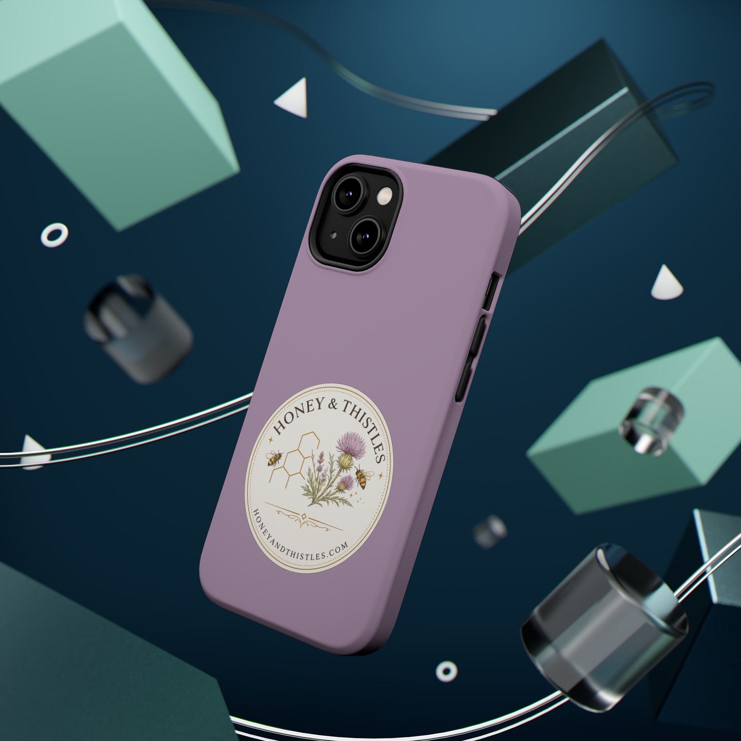 Floral Honey & Thistles Magnetic Phone Case — Impact-Resistant MagSafe-Compatible