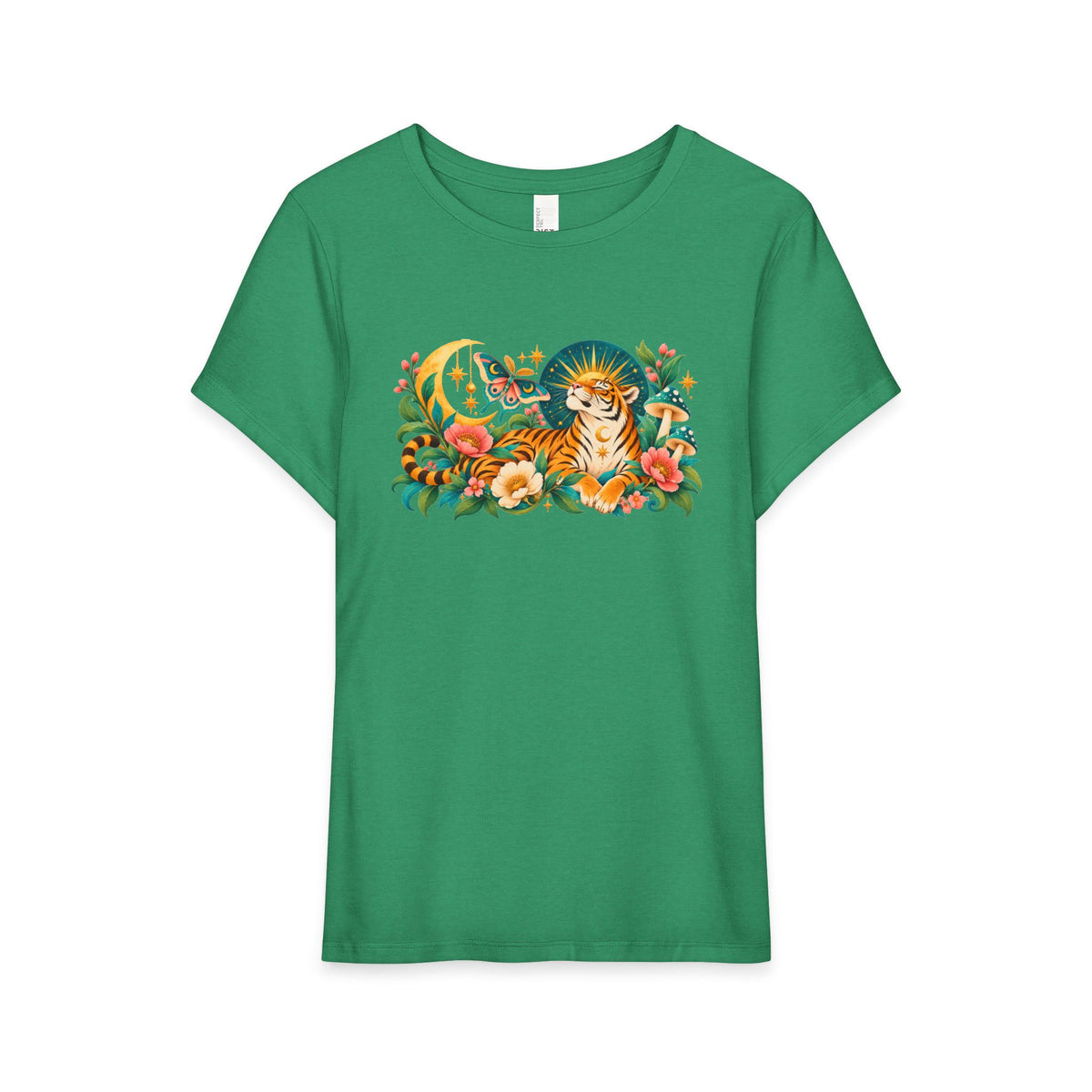 T-Shirt, Short Sleeve Wide Neck Relaxed Fit - Tiger Moon