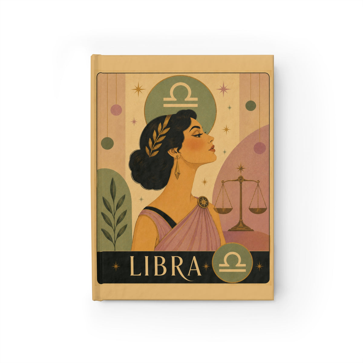 Journal Notebook, Hardcover Blank - Retro Libra Zodiac