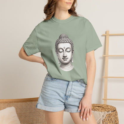 T‑Shirt, Short Sleeve Boxy Crew Neck - Mindful Zen Buddha Head