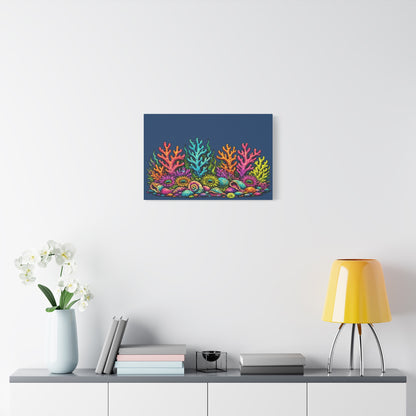 Canvass Art Print - Coral Reef (navy blue)