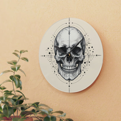 Clock, Wall Acrylic - Geometric Skull