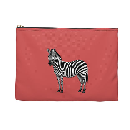 Zebra Dark Coral Accessory Pouch