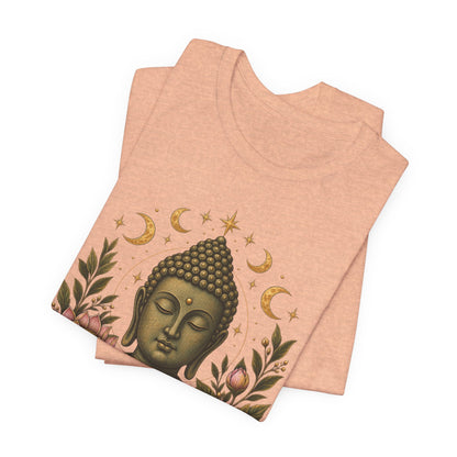 T‑Shirt, Short Sleeve Boxy Crew Neck - Buddha, Lotus & Moon Phases