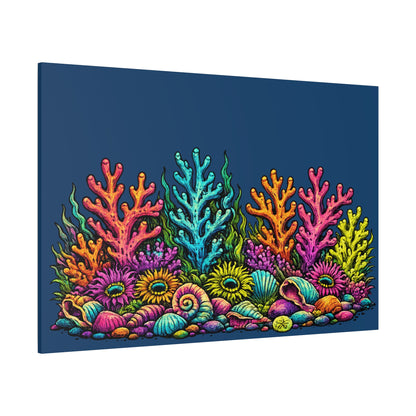 Canvass Art Print - Coral Reef (navy blue)