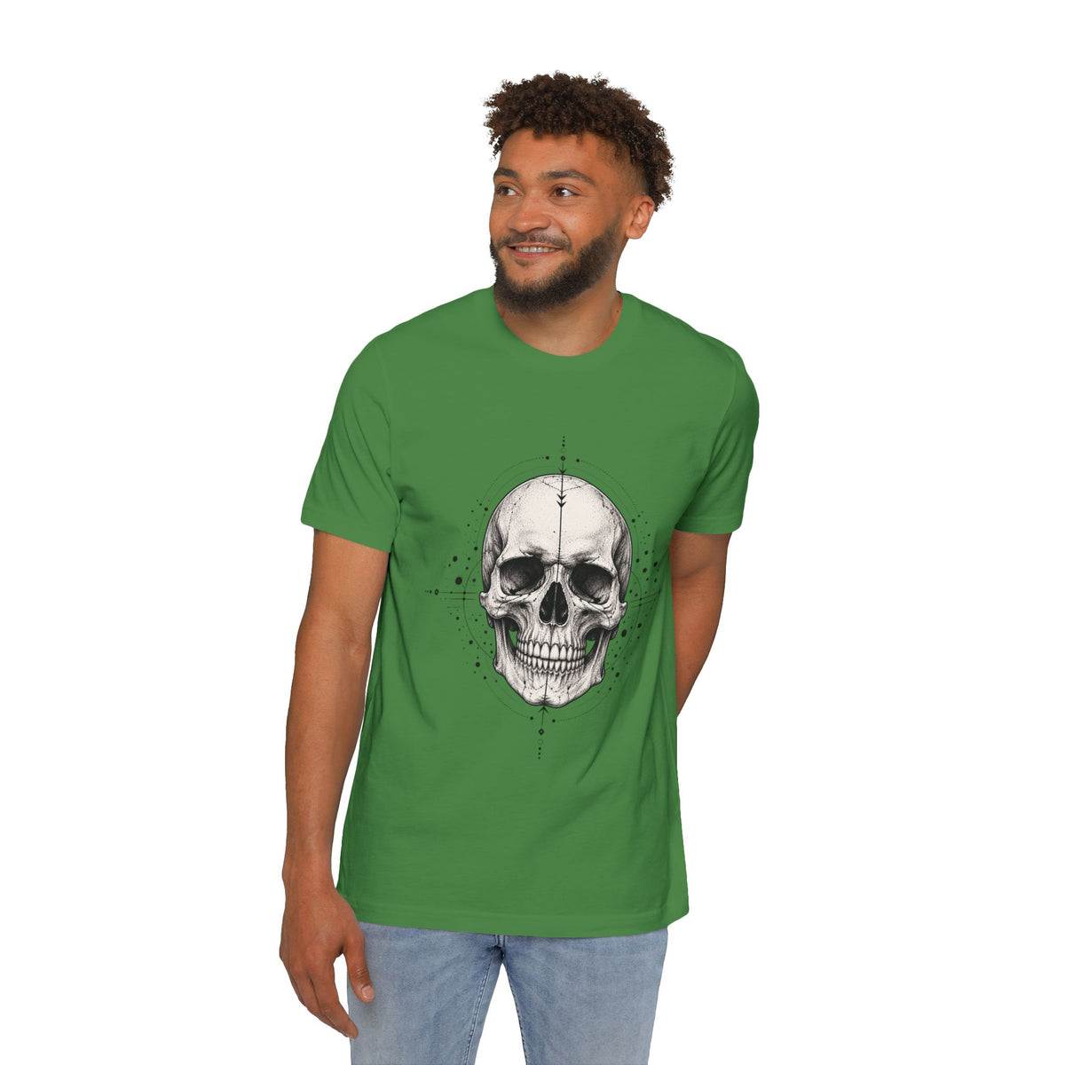 T-Shirt, Short Sleeve Boxy Crew Neck - Geometric Skull