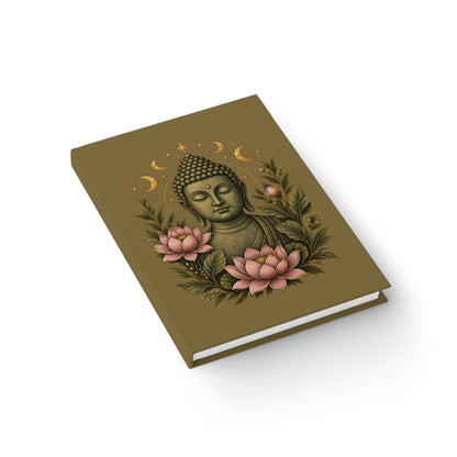 Journal Notebook, Hardcover Blank - Buddha Lotus (olive green)