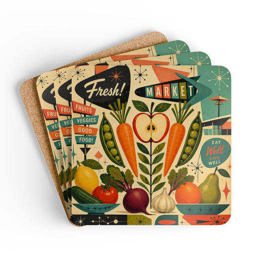 Mid-Century Modern Grocery Shopping Coasters (Set of 4)