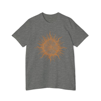T-Shirt Short Sleeve Boxy Crew Neck - Boho Sunburst Tree Rings Line Art