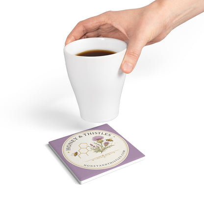Honey & Thistles Logo Ceramic Coaster