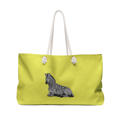 Tote, Weekender Travel  Bag - Zebra Sitting Side View (yellow)