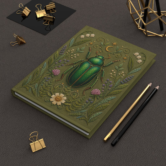Green Scarab Hardcover Lined Journal