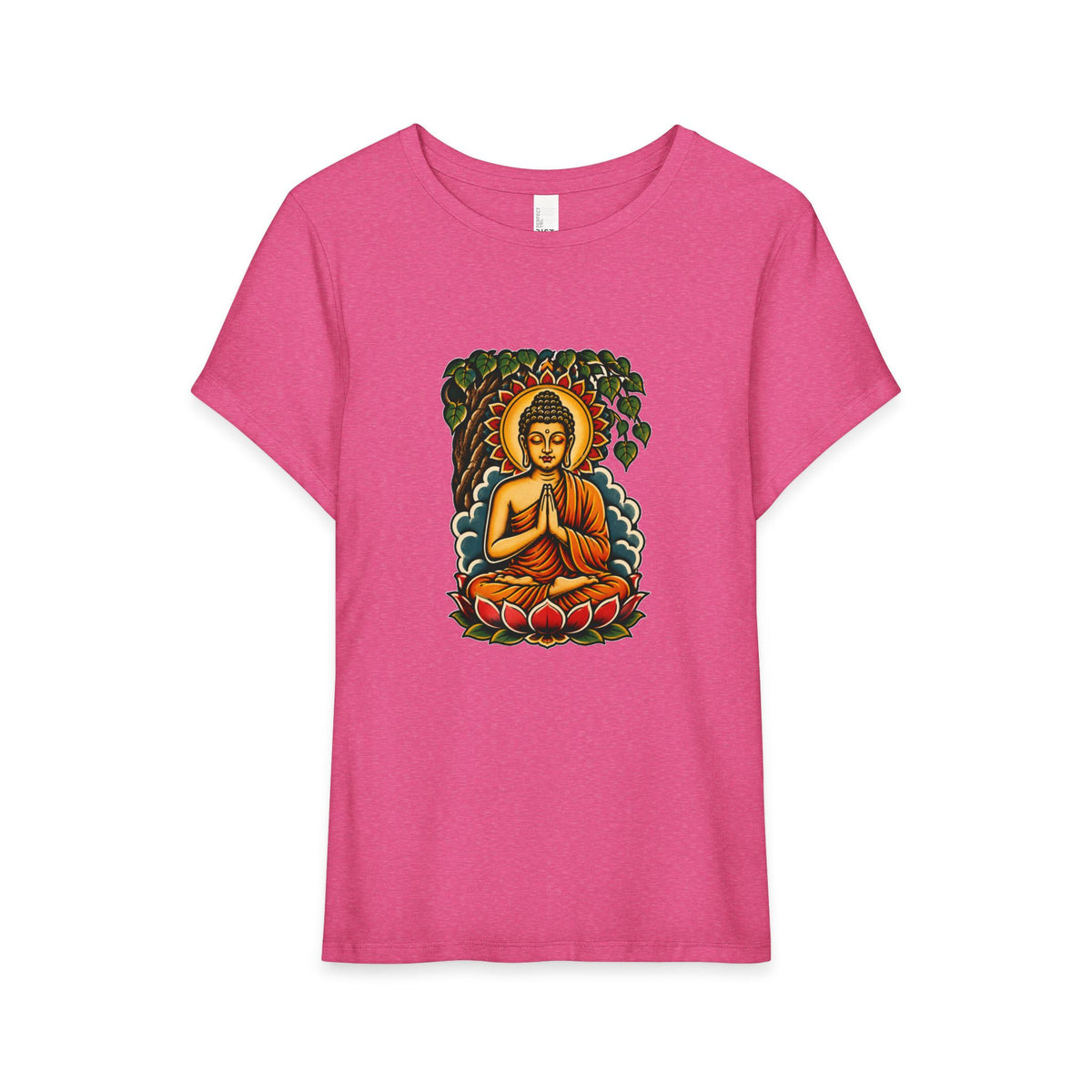 T-Shirt, Short Sleeve Boxy Crew Neck - Buddha & Lotus