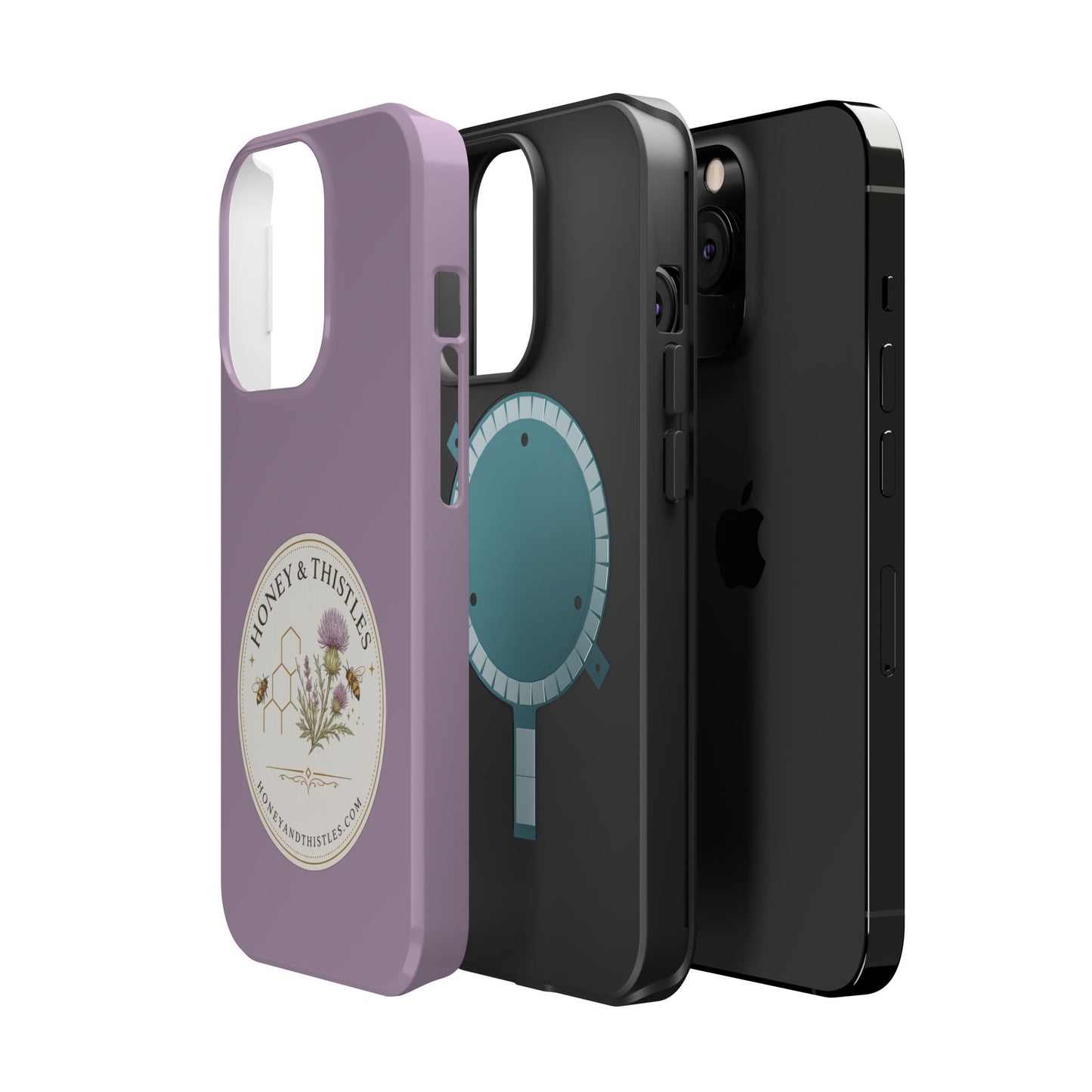 Floral Honey & Thistles Magnetic Phone Case — Impact-Resistant MagSafe-Compatible