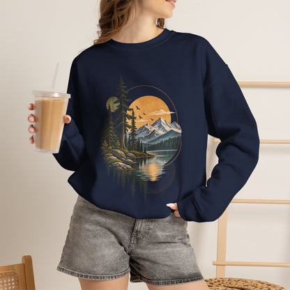 Sweatshirt, Crew Neck - Mountain Lake Sunset