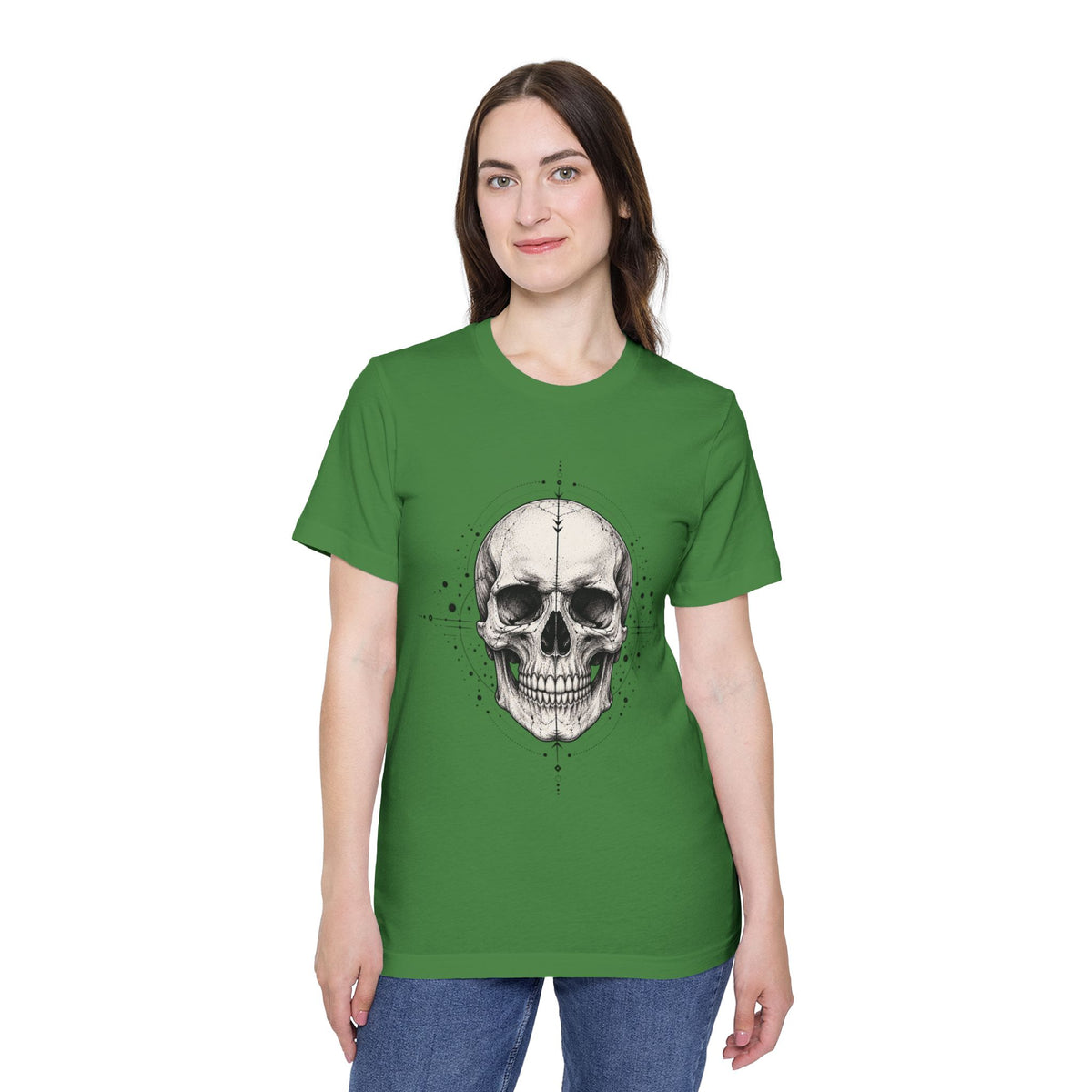 T-Shirt, Short Sleeve Boxy Crew Neck - Geometric Skull