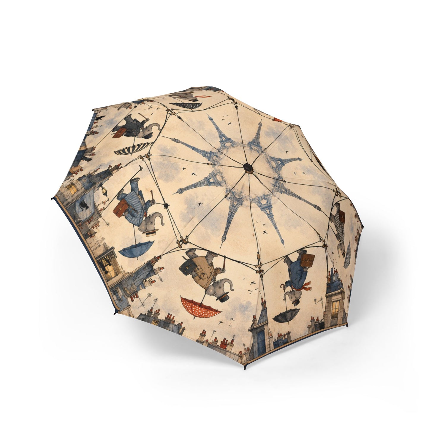 Parisian Elephants on High Wires in the Rain Umbrella