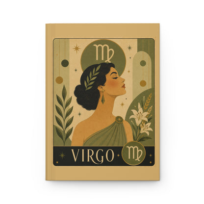 Journal Notebook, Hardcover Lined - Retro Virgo Zodiac