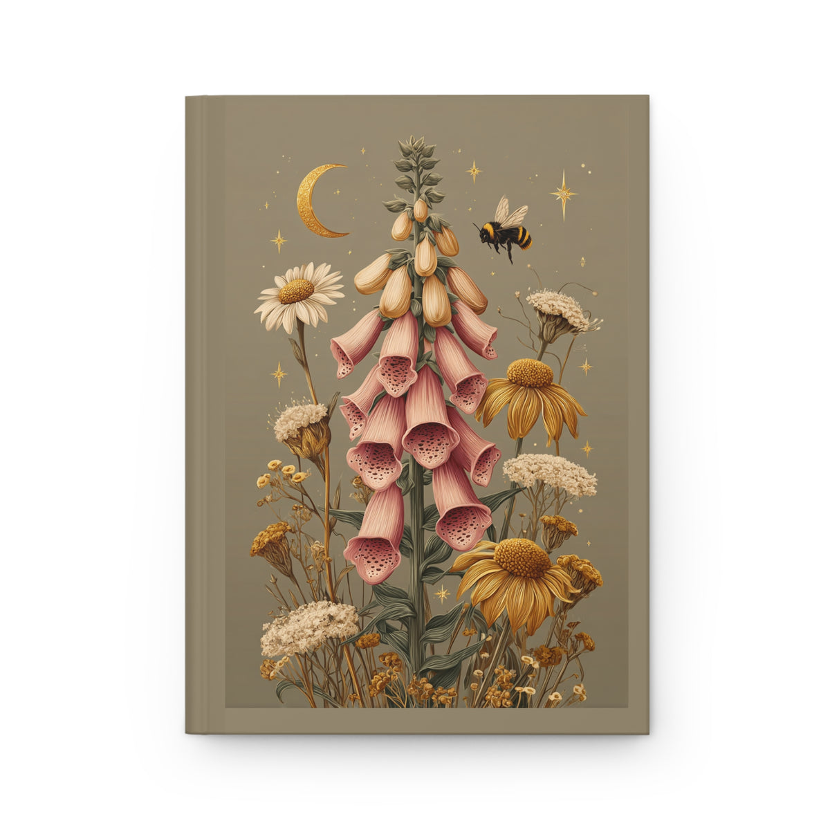 Journal Notebook, Lined Hardcover - Foxglove & Bees in Bloom