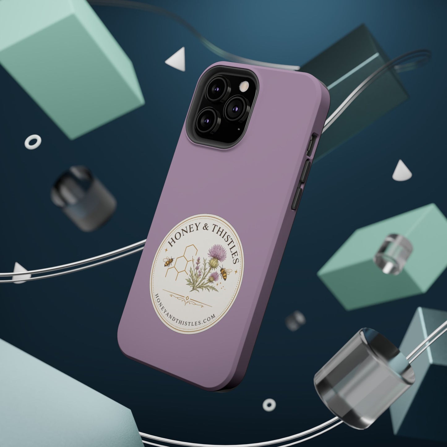 Floral Honey & Thistles Magnetic Phone Case — Impact-Resistant MagSafe-Compatible