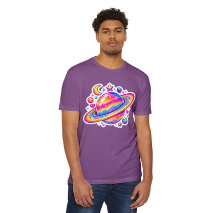 T‑Shirt, Short Sleeve Boxy Crew Neck - Rainbow Planet Cosmic Space