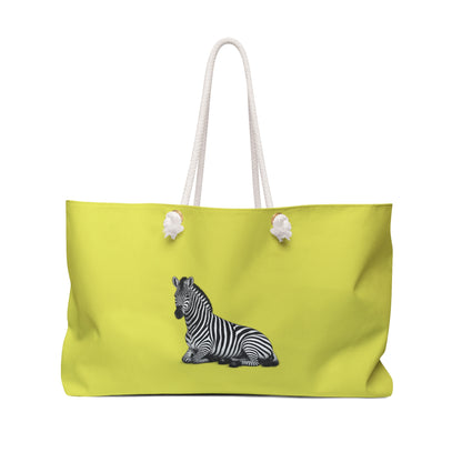 Tote, Weekender Travel  Bag - Zebra Sitting Side View (yellow)