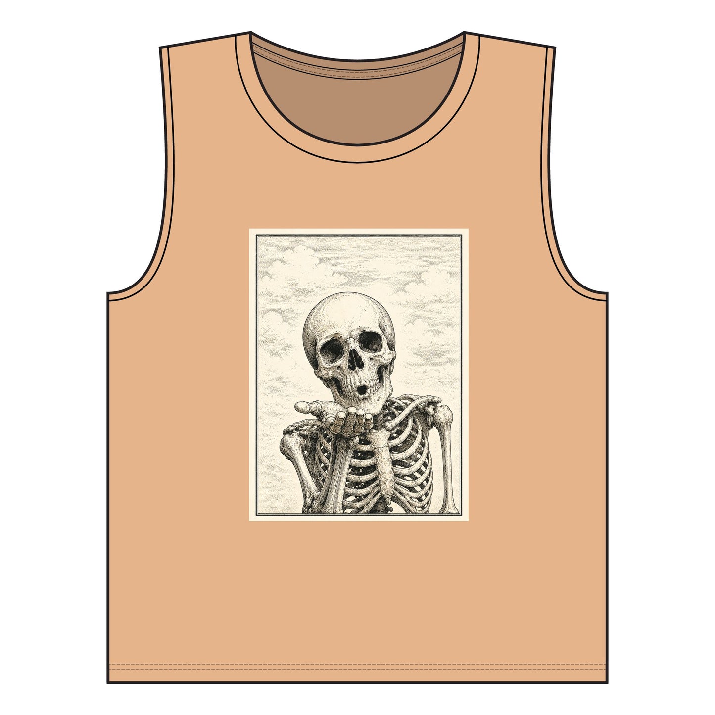 Vintage Anatomical Skull Illustration Tank