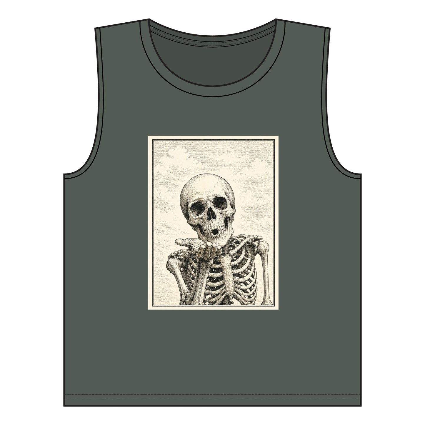 Vintage Anatomical Skull Illustration Tank