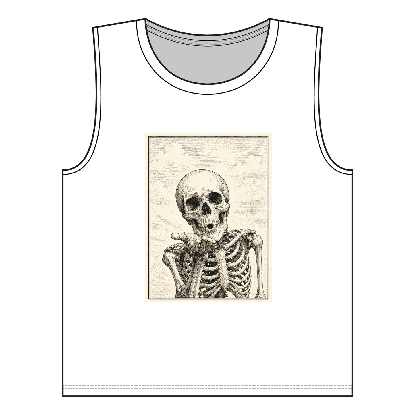 Vintage Anatomical Skull Illustration Tank