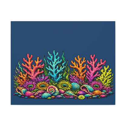 Canvass Art Print - Coral Reef (navy blue)