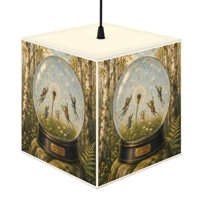 Frogs and Dandelions in a Snow Globe Cube Lamp
