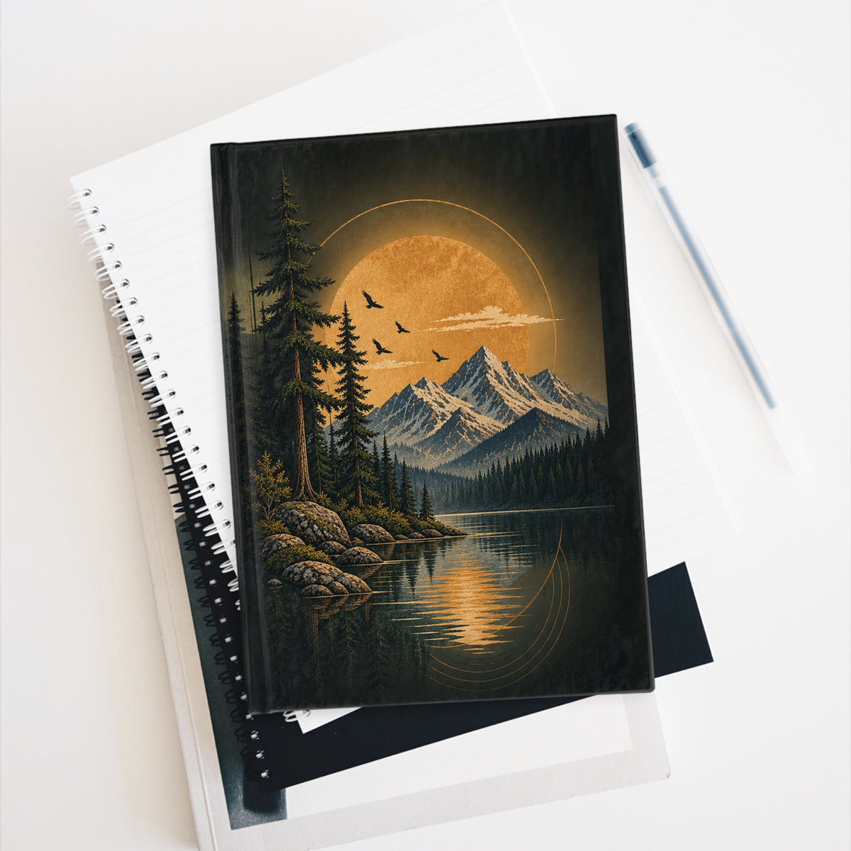 Journal Notebook, Hardcover Blank - Mountain Moon
