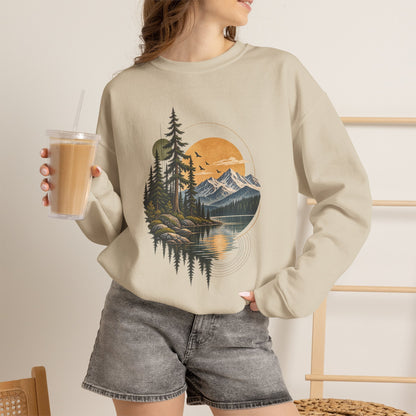 Sweatshirt, Crew Neck - Mountain Lake Sunset