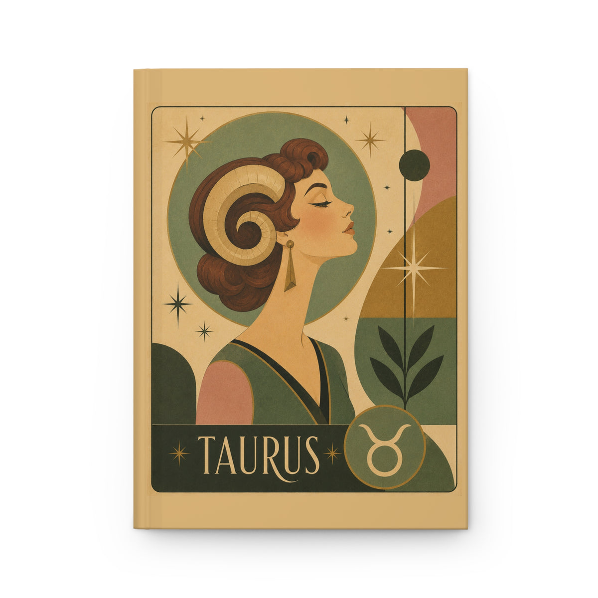 Journal Notebook, Hardcover Lined - Retro Taurus Zodiac