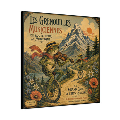Vintage Frog Musicians Canvas Art – 'Les Grenouilles Musiciennes' Stretched Matte Print