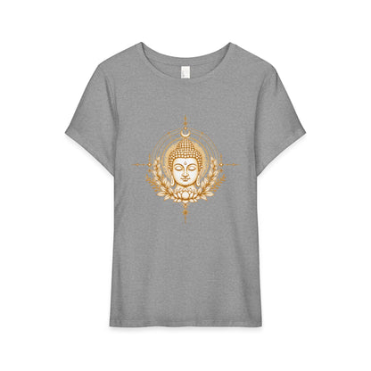 T-Shirt, Short Sleeve Wide Neck Relaxed Fit - Buddha Mandala