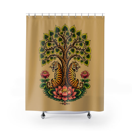 Tiger Bodhi Tree Tiger Shower Curatain