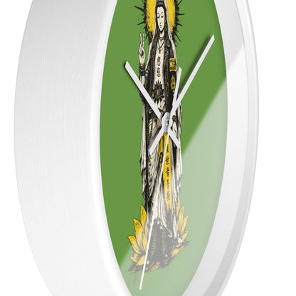 Kuan Yin Lotus Wall Clock — Green Zen Buddhist Decorative Clock